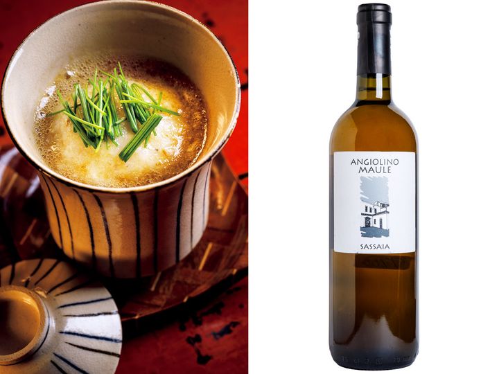 横浜『おか田』の「自然薯餅と滑子の摺り流し」と「サッサイア」