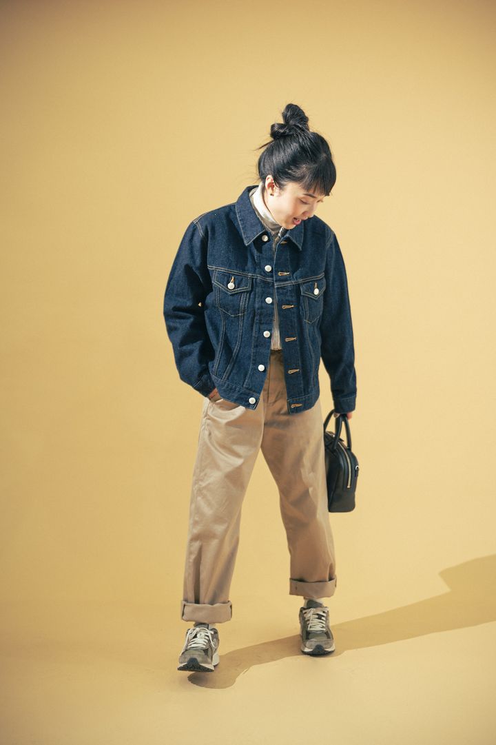 春の鉄板コーディネート、デニムジャケット×チノパンツ【FUDGE FRIEND おしゃれさんの毎日コーディネート vol.353｜大島花菜】