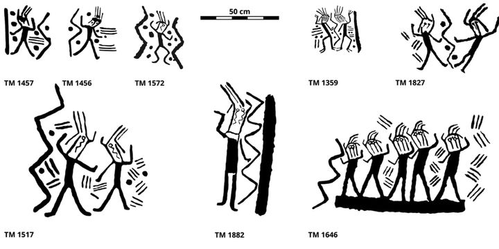 幻覚剤をキメてノリノリで踊っている古代人を描いた2000年前の岩絵