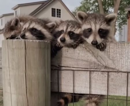 可愛すぎる〜！ 農場をのぞきにきたアライグマ赤ちゃんたち。