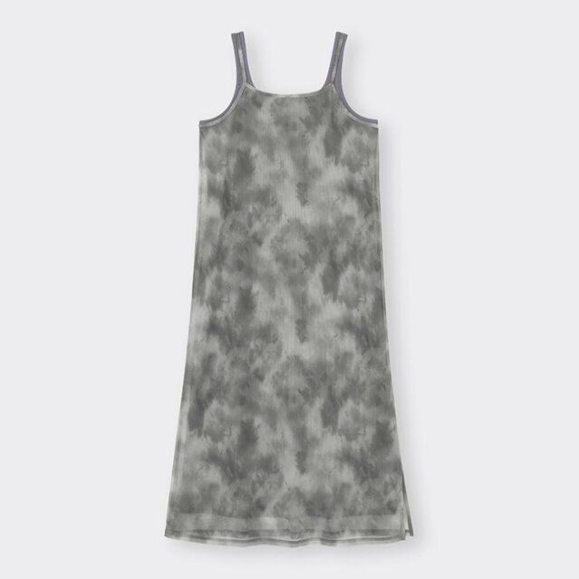 GU チュールプリントワンピース