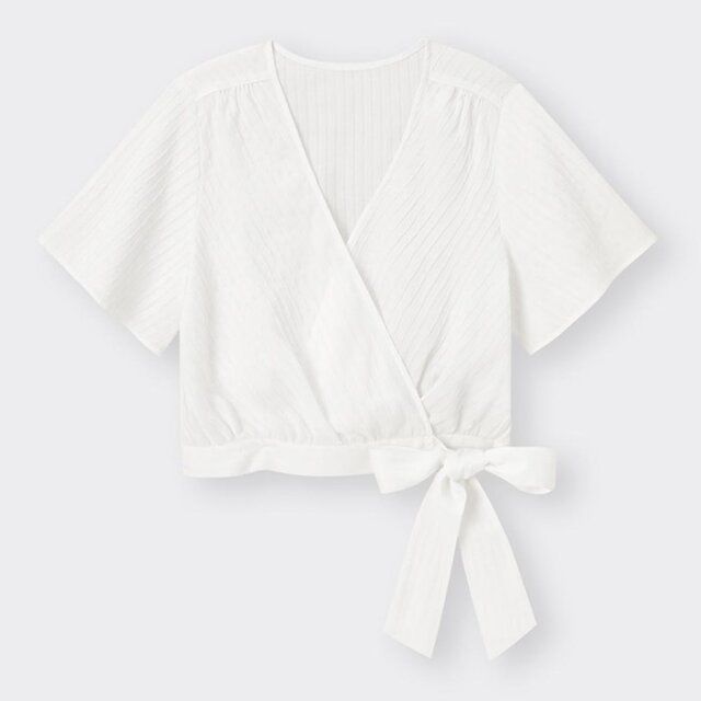 GU テクスチャーラップブラウス