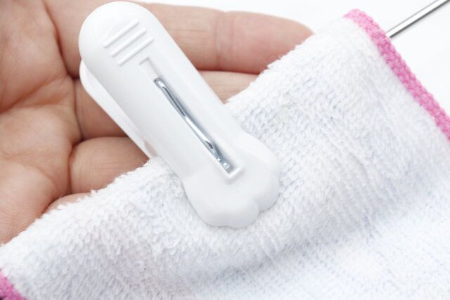 ダイソーのスタンプ洗濯クリップ 6P（肉球柄）の使用例