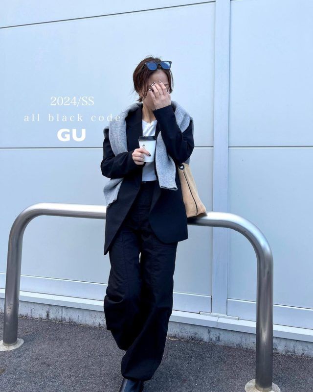 GU「ウォッシャブルテーラーコーデの女性2」