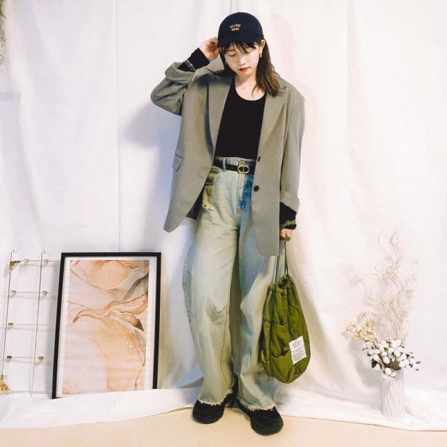 GU「オーバーサイズテーラーコーデの女性2」