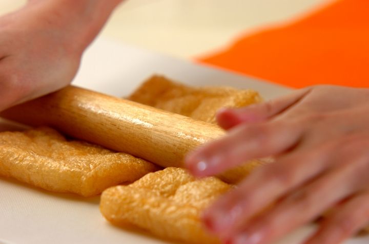 油揚げの袋焼き山椒風味の下準備1