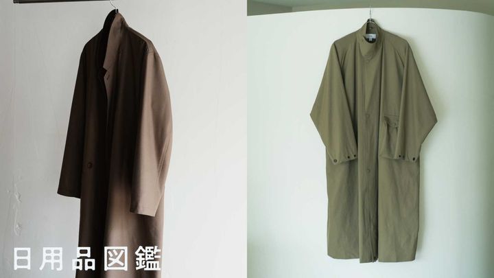左、〈LEMAIRE〉のコート。右、〈HYKE〉のスプリングコート