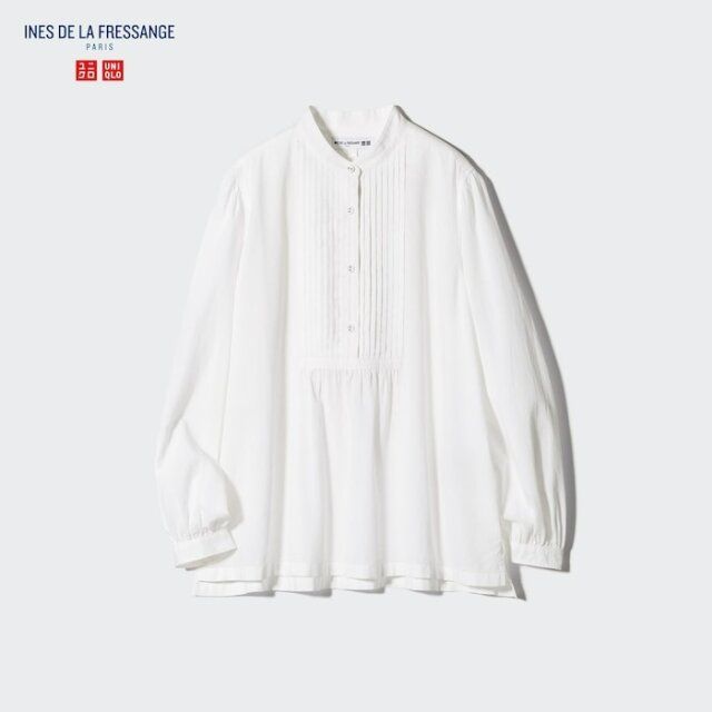 ユニクロのシアサッカーピンタックブラウス