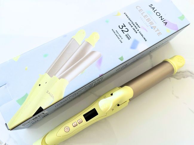 『SALONIA 2WAY ストレート&カールヘアアイロン 32mm』セレブレイトイエロー