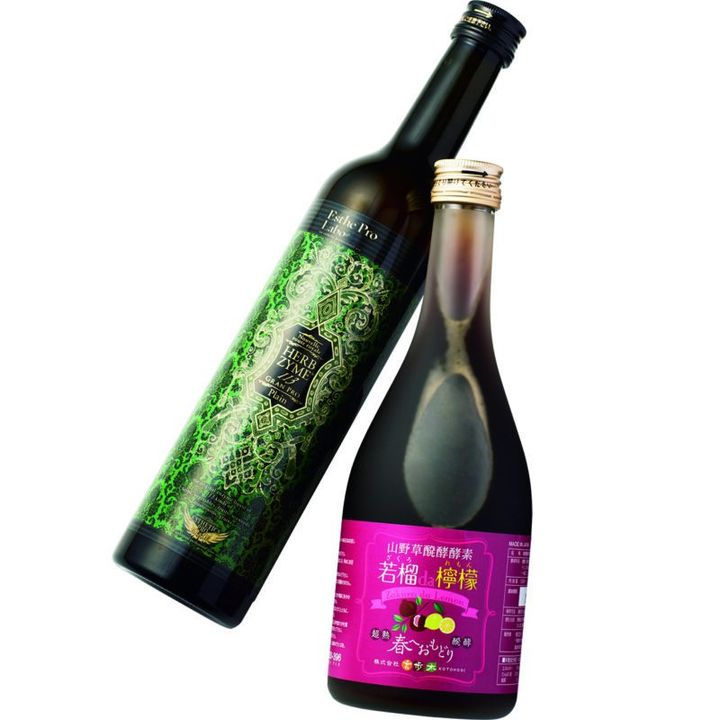 山野草醗酵酵素 若榴 da 檸檬500mL ¥5,900（言歩木）、ハーブザイム®113 グランプロ プレーン 500mL ¥10,800（エステプロラボ）