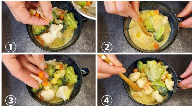 野菜たっぷり・豆乳カレークリーム煮 レシピ 野菜を入れて絡める