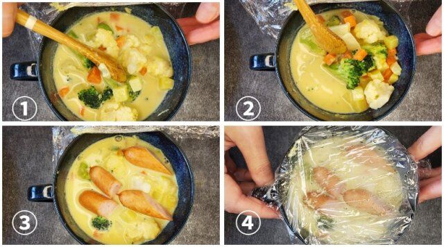 野菜たっぷり・豆乳カレークリーム煮 レシピ 混ぜて再度加熱