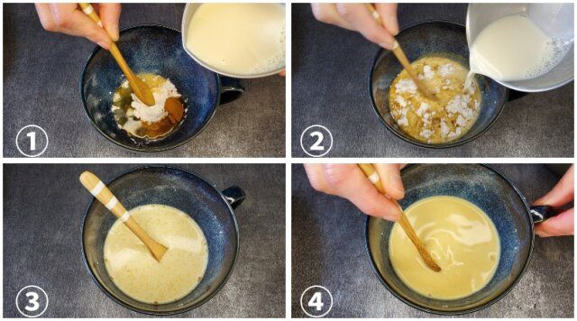 野菜たっぷり・豆乳カレークリーム煮 レシピ 耐熱の器に【A】を入れて混ぜる