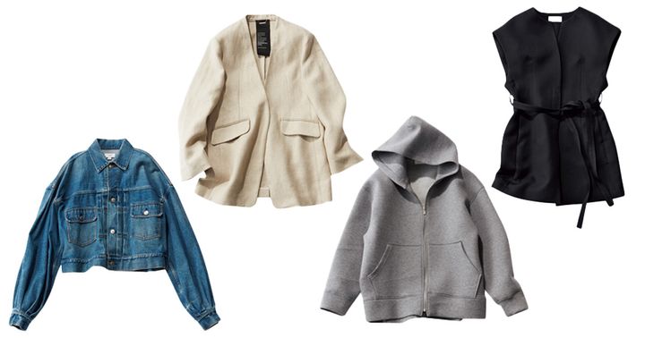 アウター,春アウター,ジレ,パーカ,ノーカラージャケット,デニムジャケット,Gジャン