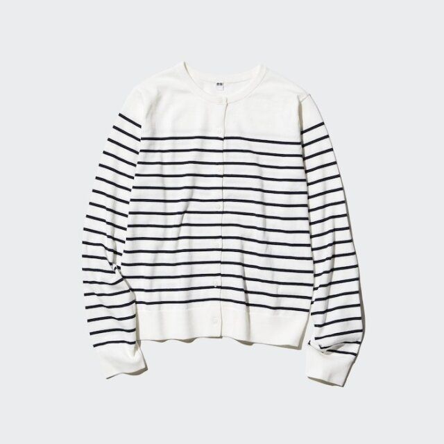 ユニクロ UVカットボーダークルーネックカーディガン