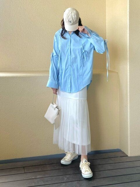 春のチュールスカートコーデ