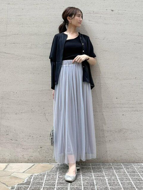 春のチュールスカートコーデ