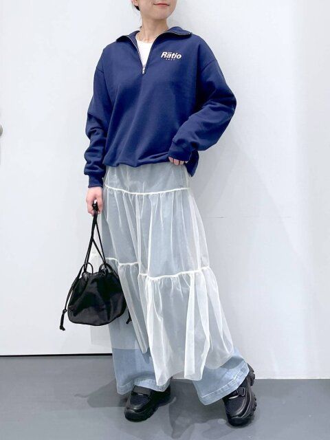 春のチュールスカートコーデ