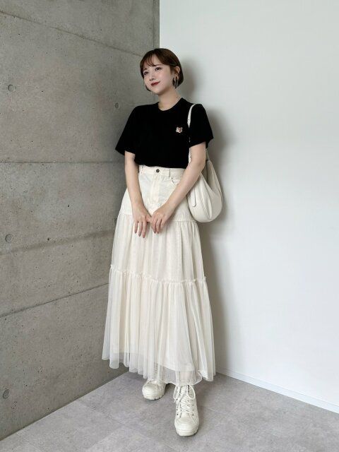 春のチュールスカートコーデ
