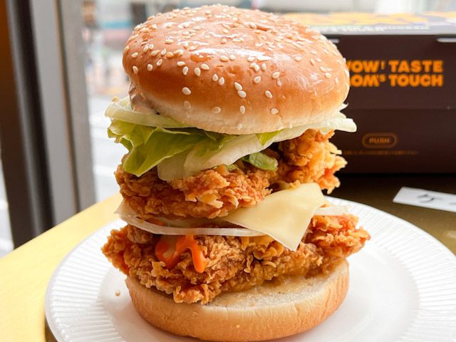 お皿に置かれた「贅沢サイバーガー」