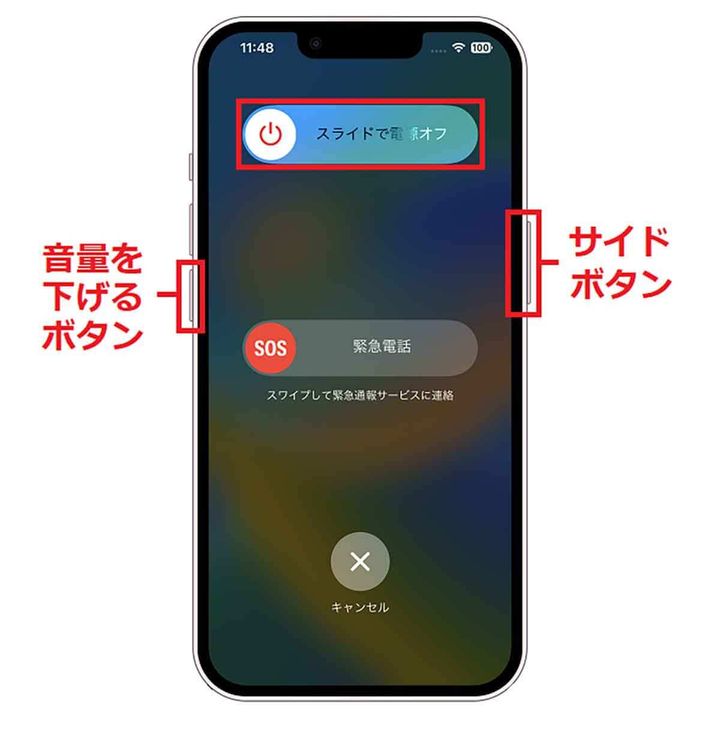 iPhoneの電源をオフにする手順
