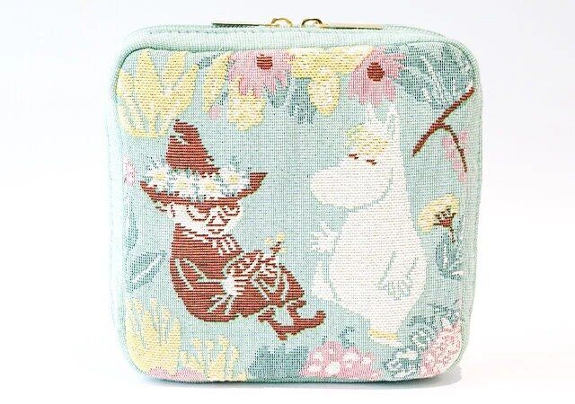 ムーミンのジャカード織りスクエアポーチのデザイン