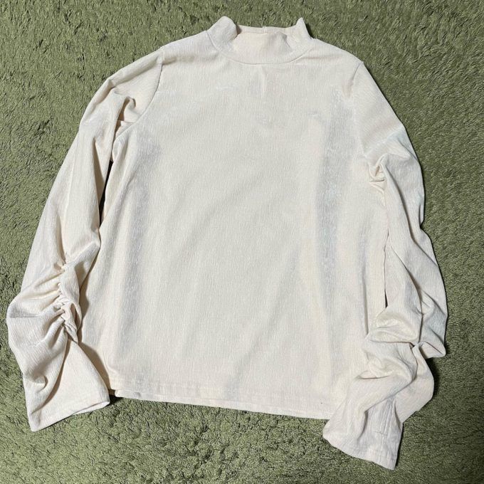 しまむらの「ベロアハイネックプルオーバー」