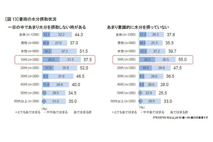 図13：普段の水分摂取状況