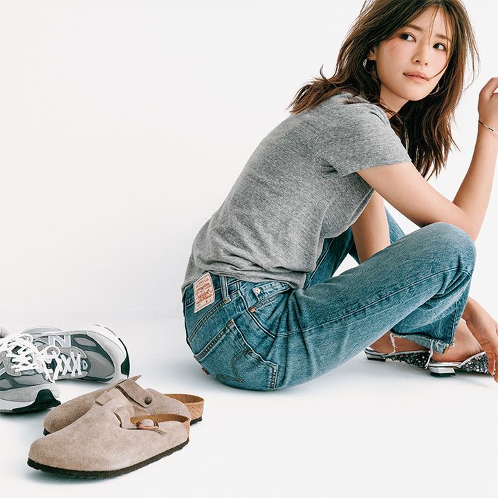 咲和希,デニムコーデ,カジュアルコーデ,リーバイス501,ニューバランス,ビルケンシュトック