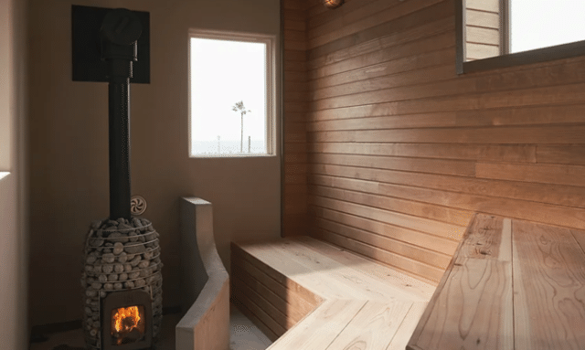 薪ストーブのサウナ画像