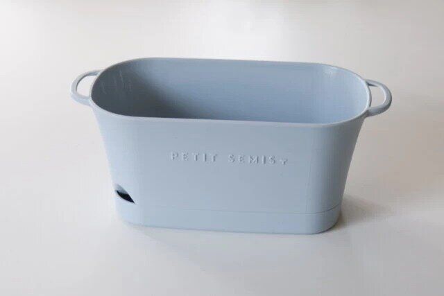 ダイソーのバスケットプランター ブルーグレーのデザイン