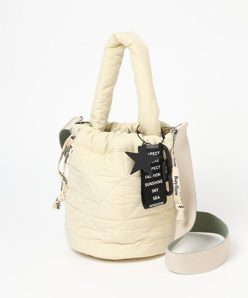 チャーム付キルト巾着／アイボリー52