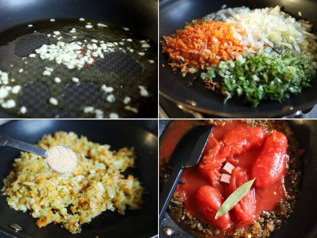 基本のミートソース レシピ 野菜を炒める