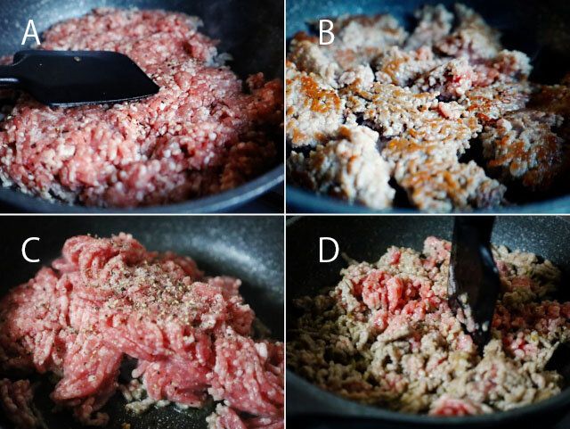基本のミートソース レシピ ひき肉を炒める
