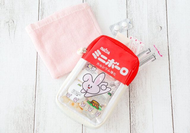 ミニボーロのクリアポーチの使用例