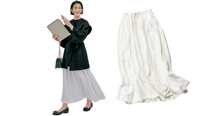 神山まりあ,スカートコーデ,白スカート,フレアスカート,mtmodelist