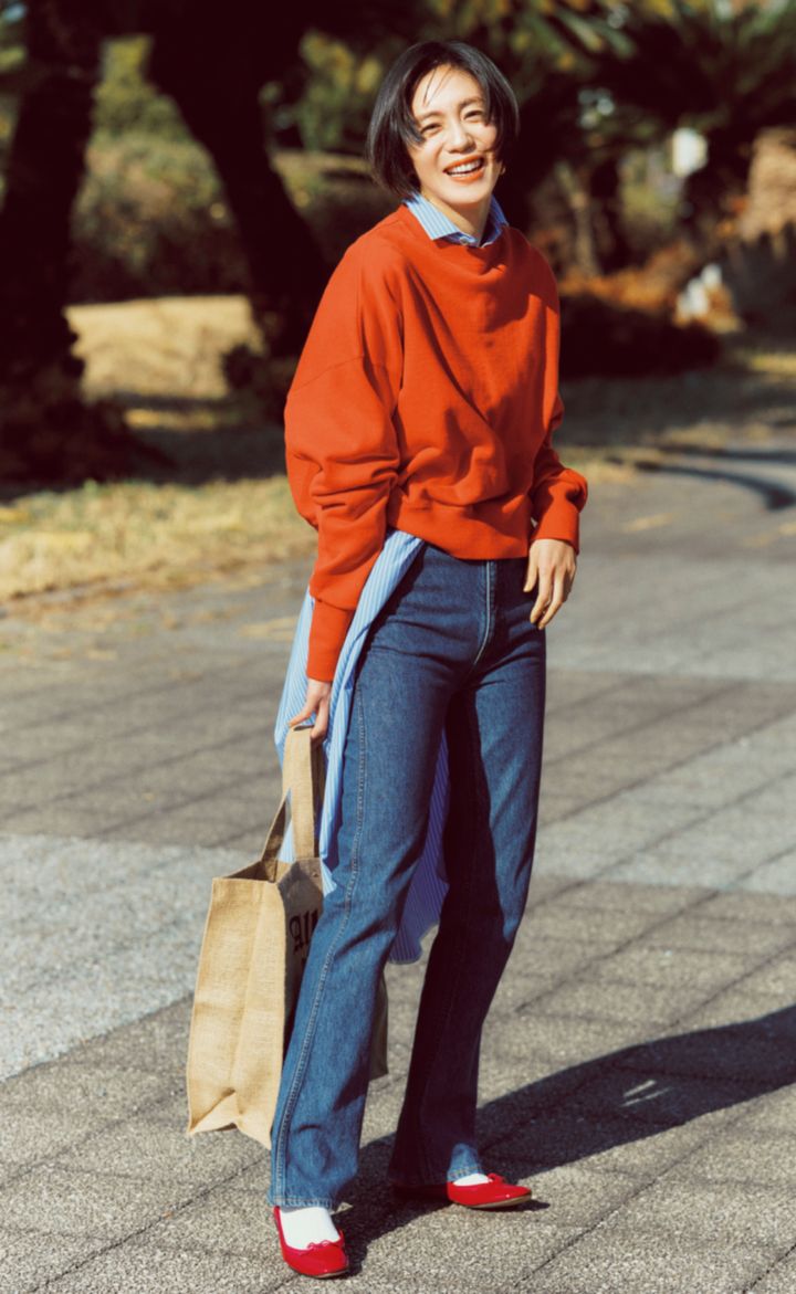 バレーシューズ デニム コーデ 