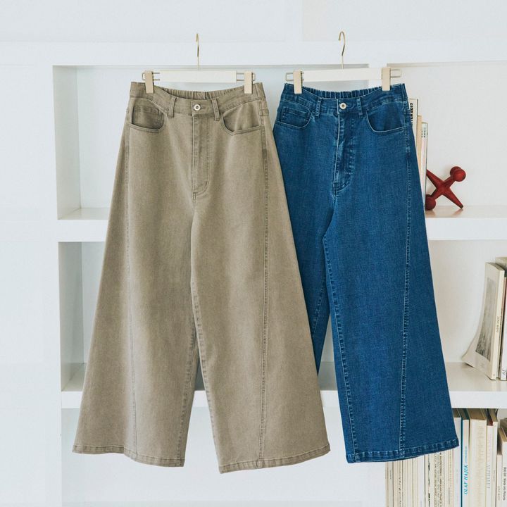 デニムのリラックス感を堪能しながらレディに履ける《スリードッツ》のバギーシルエットデニム。【マイスタンダードブック】