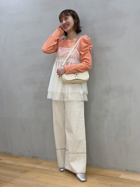 チュールキャミソールのコーデ