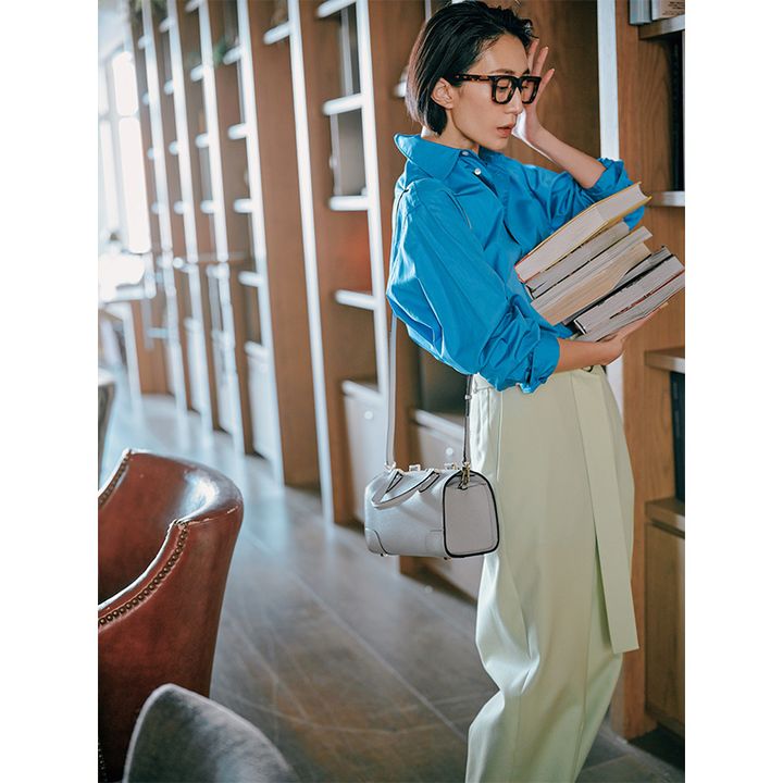 ワイドパンツ,カラーパンツ,エストネーション,パンツコーデ,シャツコーデ,神山まりあ