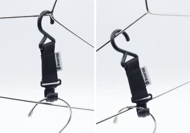 セリアのアウトドア ハンギングオプションパーツ ブライトカラーは太めのハンガーがおすすめ