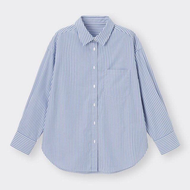 GU ストライプオーバーサイズシャツ