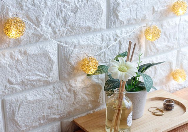 ダイソーのガーランドライトの使用例