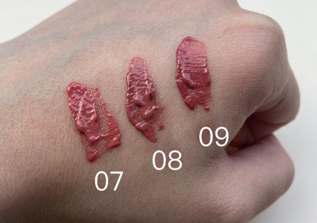 07と08と09のリップのスウォッチ