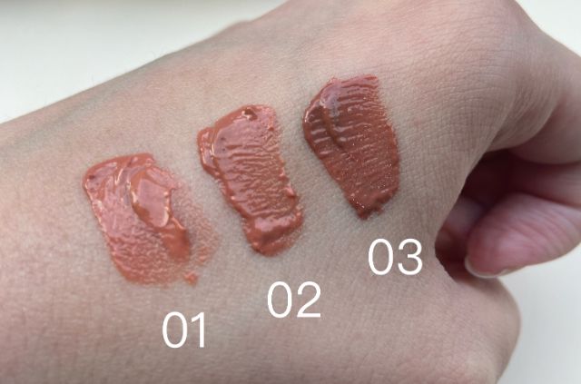 01と02と03のリップのスウォッチ