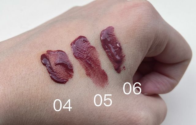 04と05と06のリップのスウォッチ