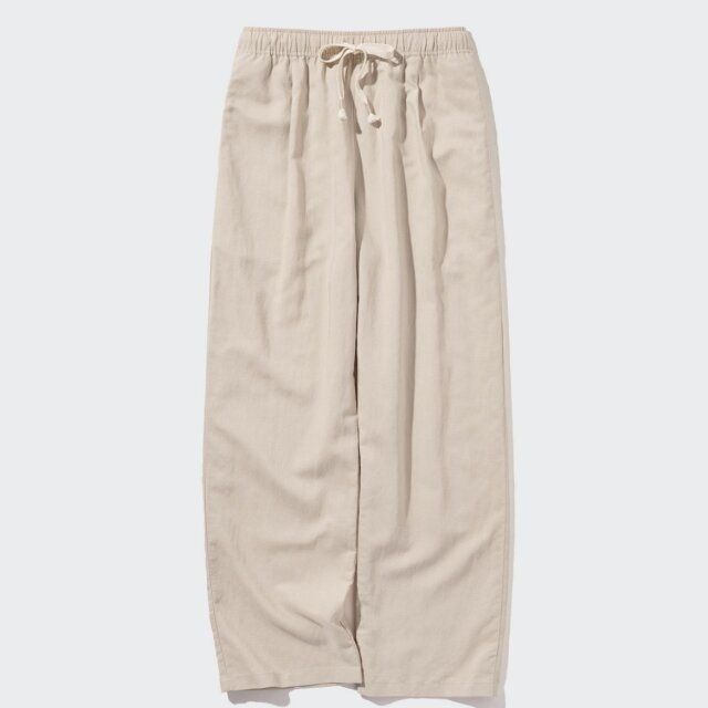 ユニクロリネンブレンドイージーパンツのベージュ