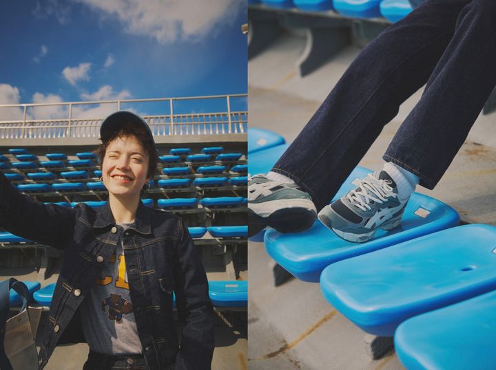 春のデニムオンデニムはどう着る？ブルー×グレーでまとめて爽やかに【グレーのスニーカーが主役のコーデ】