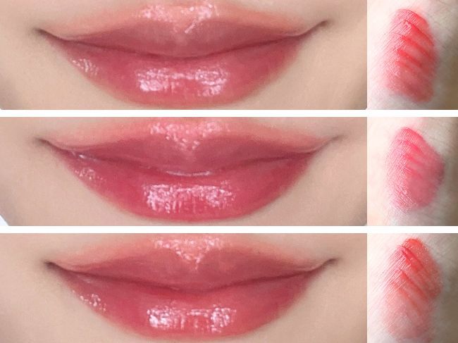 『デューイグラス リップティント』レビュー：上から「01」「02」「03」