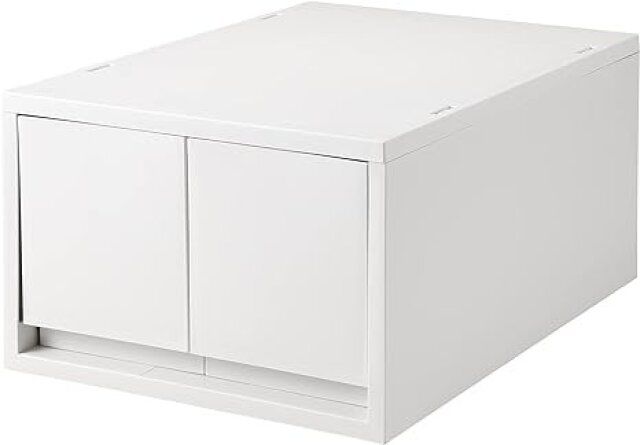 無印良品のポリプロピレンケース・引出式・深型・2個（仕切付）・ホワイトグレー